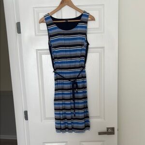Tommy Hilfiger Blue and White Sleeveless Midi Sundress